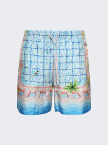 Men | CASABLANCA | Le Plongeon Silk Shorts Blue | Black