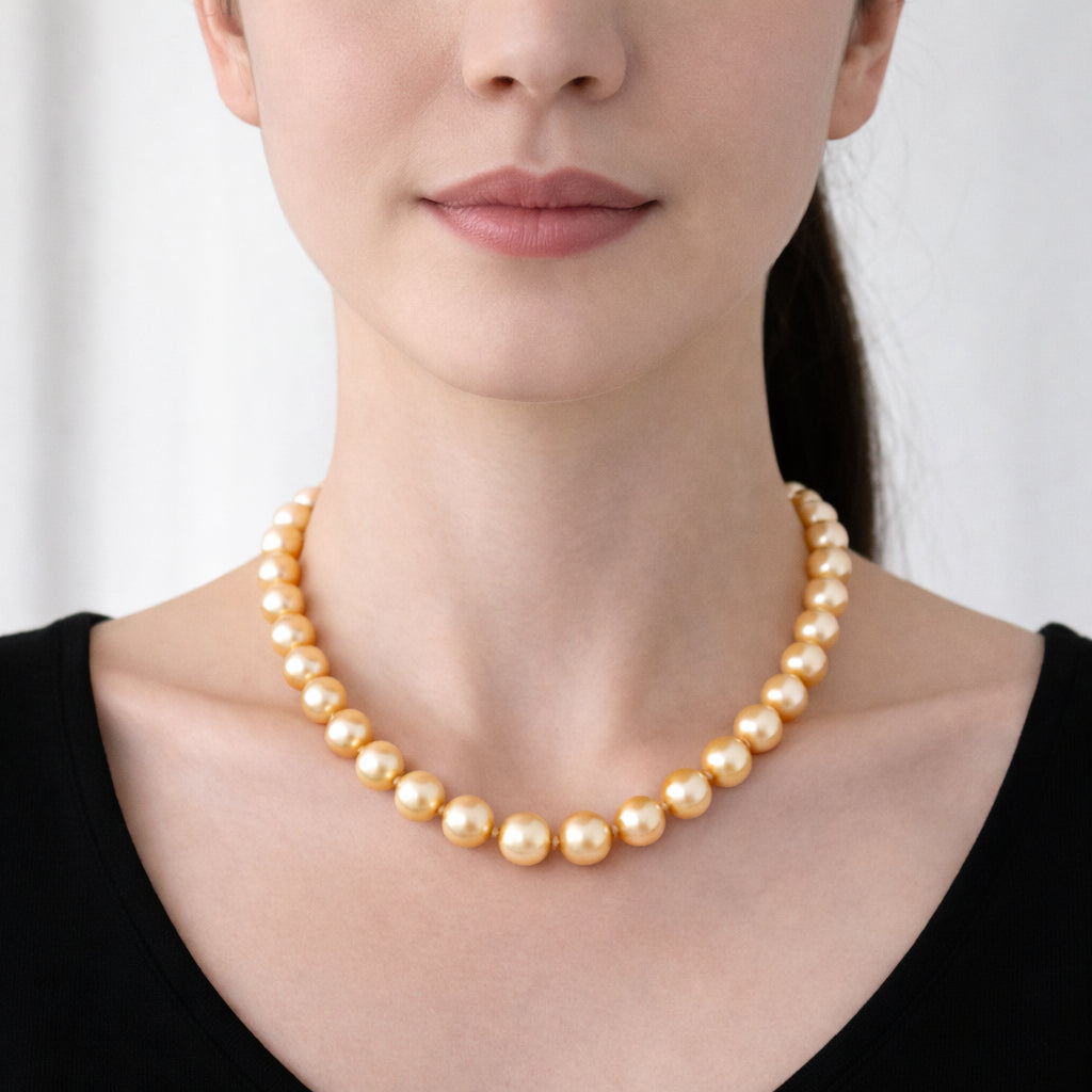 Round Strand Necklace | 14K Yellow Gold | Golden South Sea Pearl