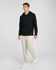 Mens | Waffle Half Button Hoodie | Black