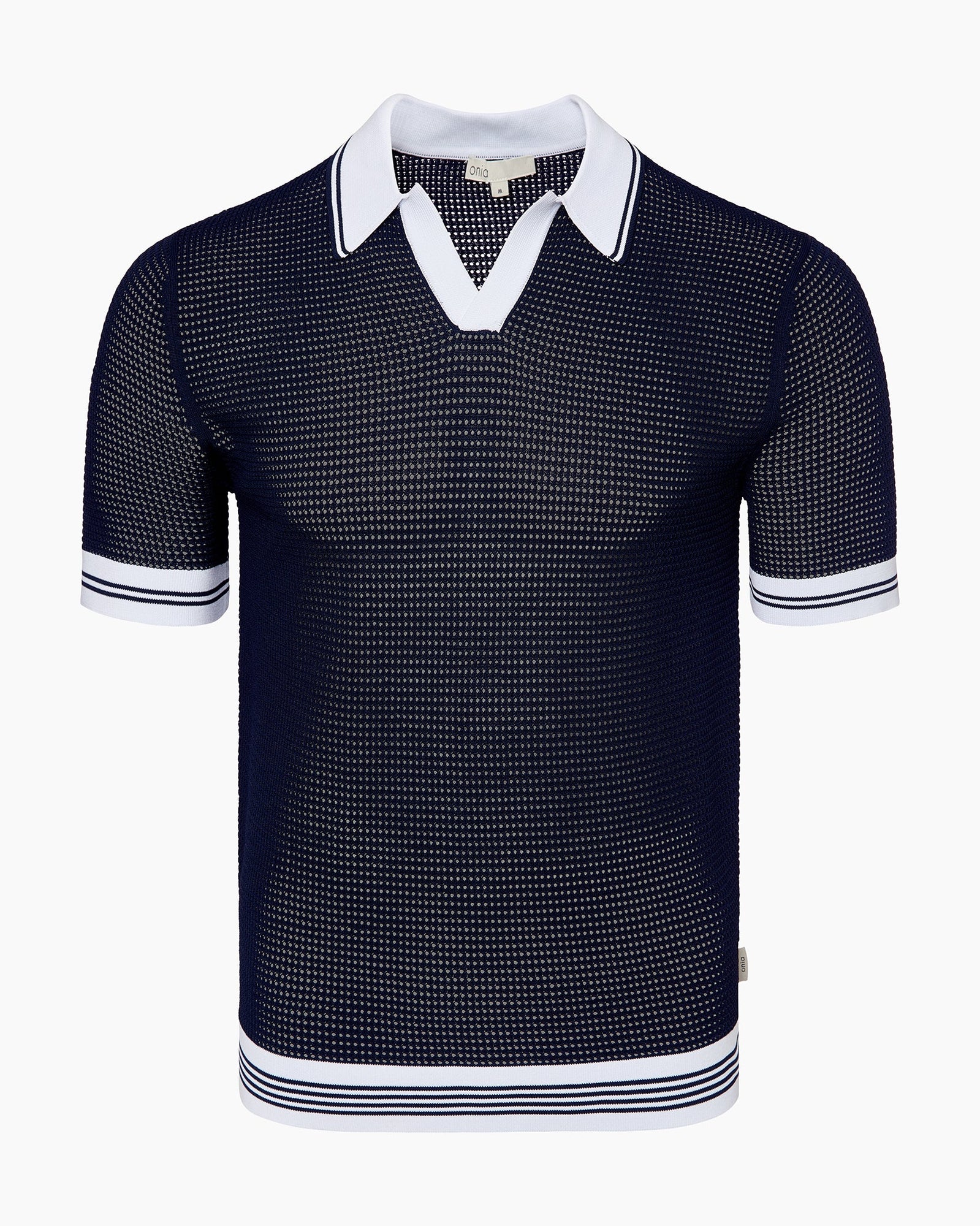 Mens | Mesh Knit Polo | Deep Navy/White