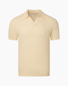 Mens | Cotton Textured Johnny Collar Polo | Light Yellow