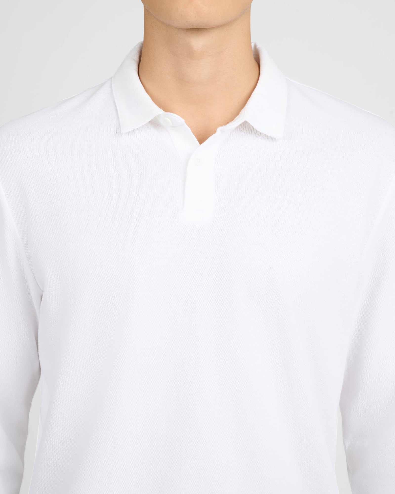 Mens | Long Sleeve Pique Polo | White