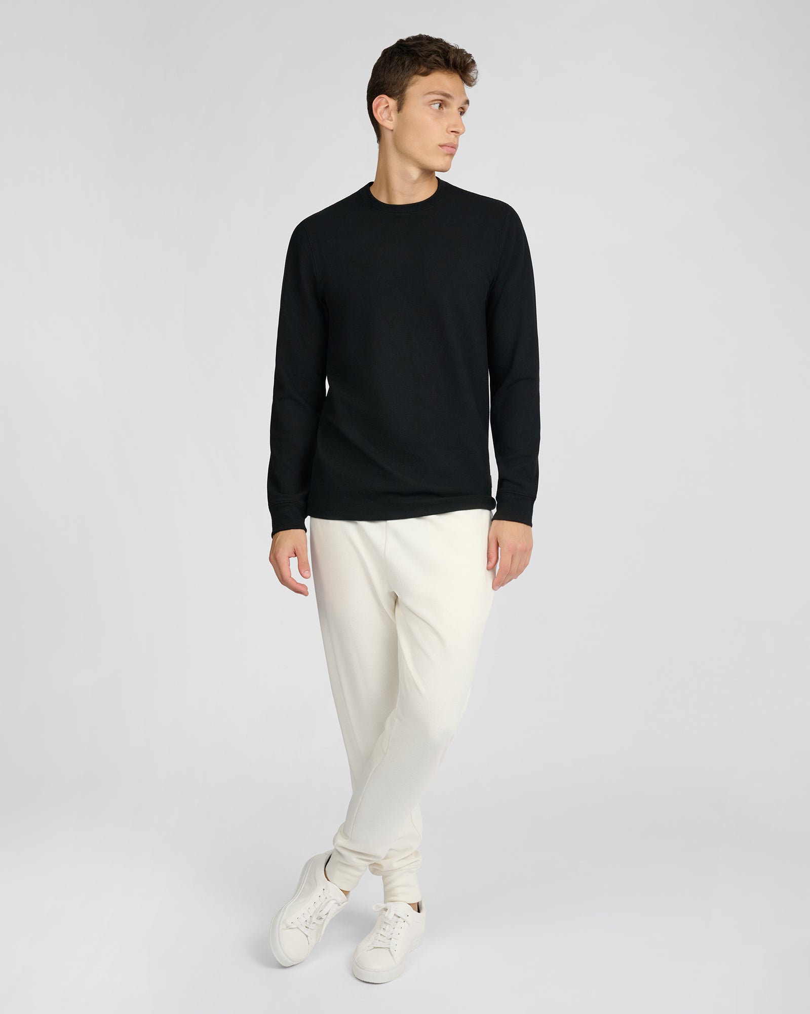 Mens | Waffle Crewneck Sweater | Black