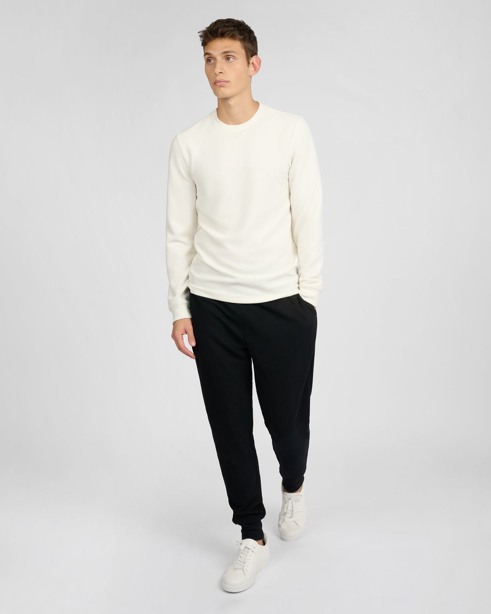 Mens | Waffle Crewneck Sweater | Lunar Grey