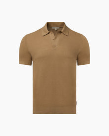 Mens | Cotton Textured Knit Polo | Sand