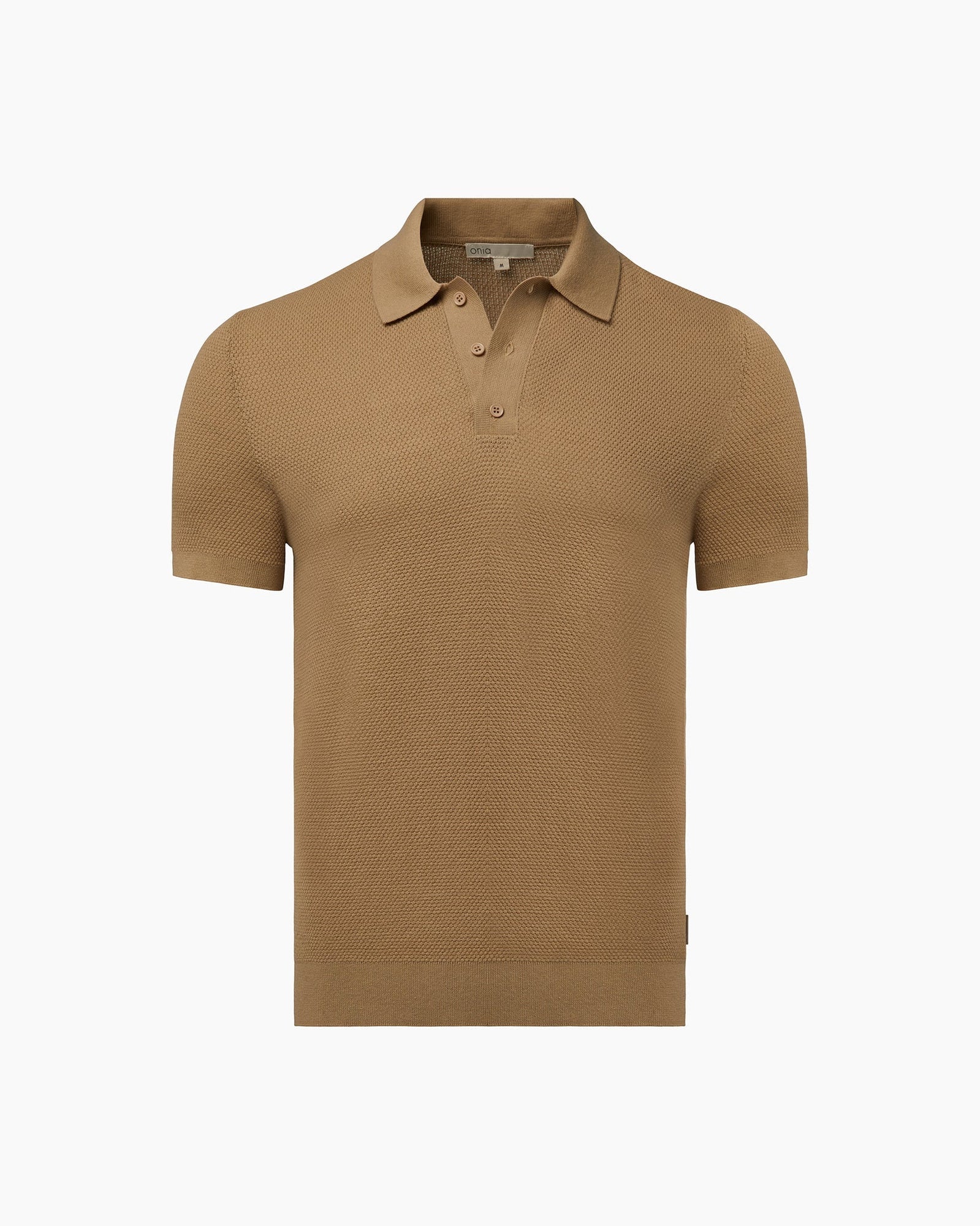 Mens | Cotton Textured Knit Polo | Sand