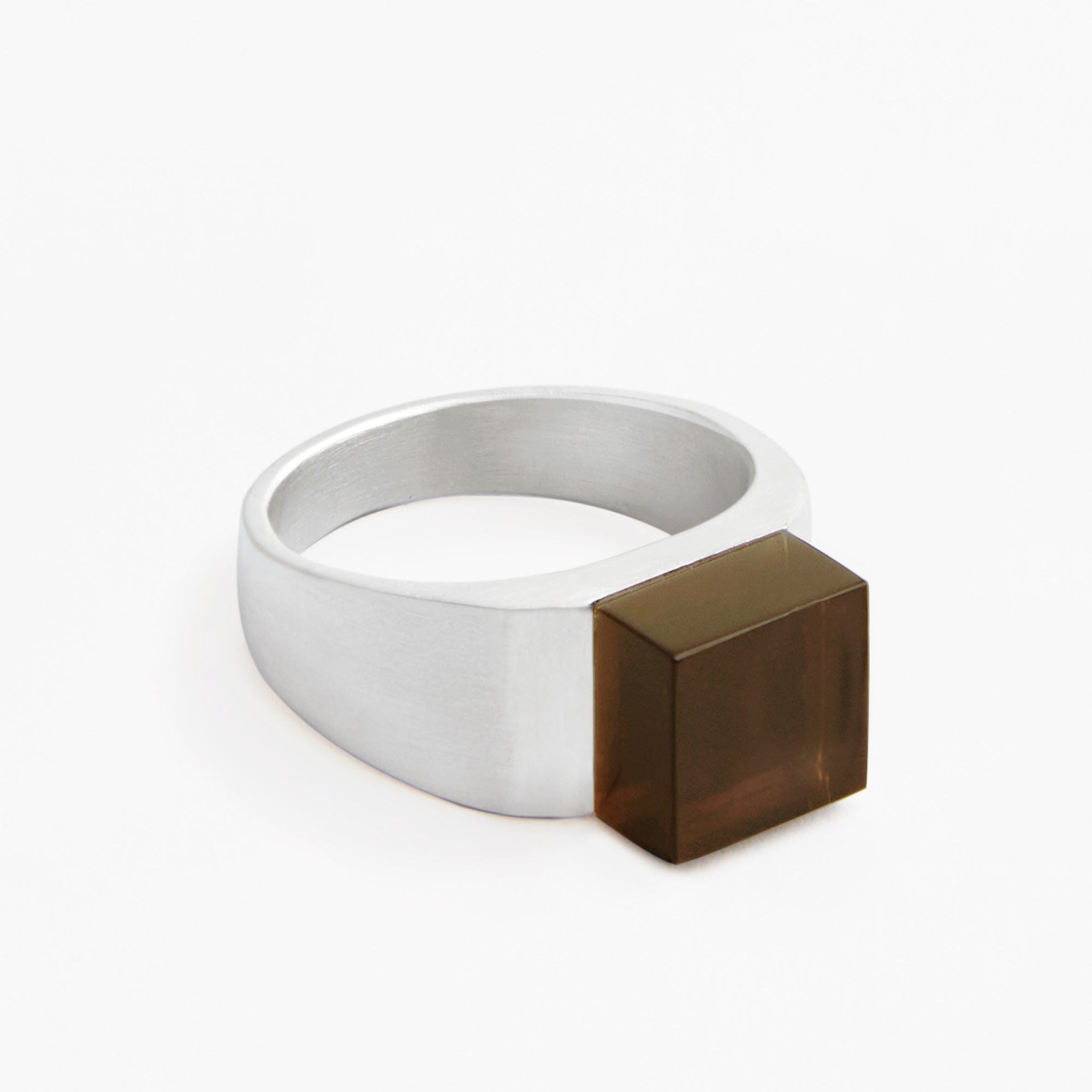 Pixel Ring | Silver | Smokey Quartz