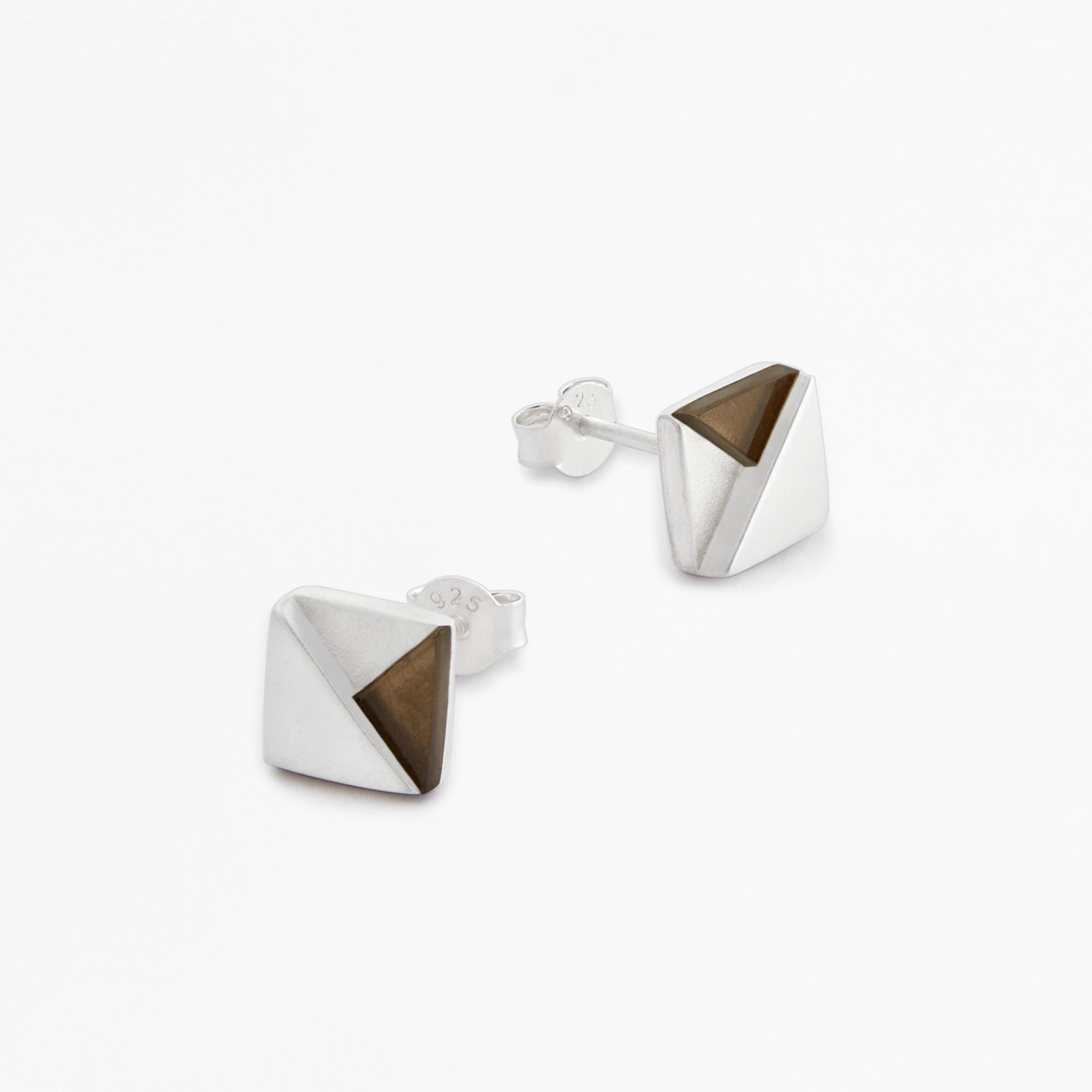 Chip Earrings | Silver | Smoky Quartz