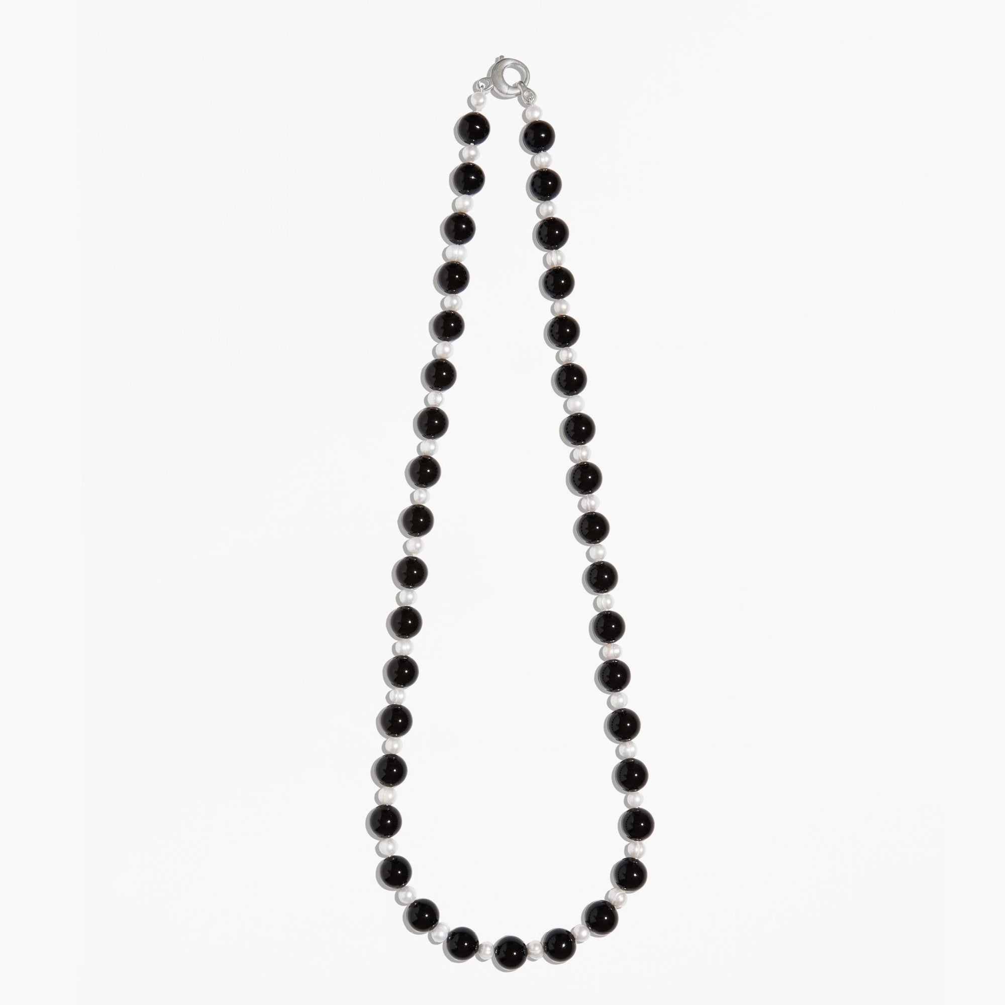 Nonna Necklace | Sterling Silver | Freshwater Pearls/Black Onyx