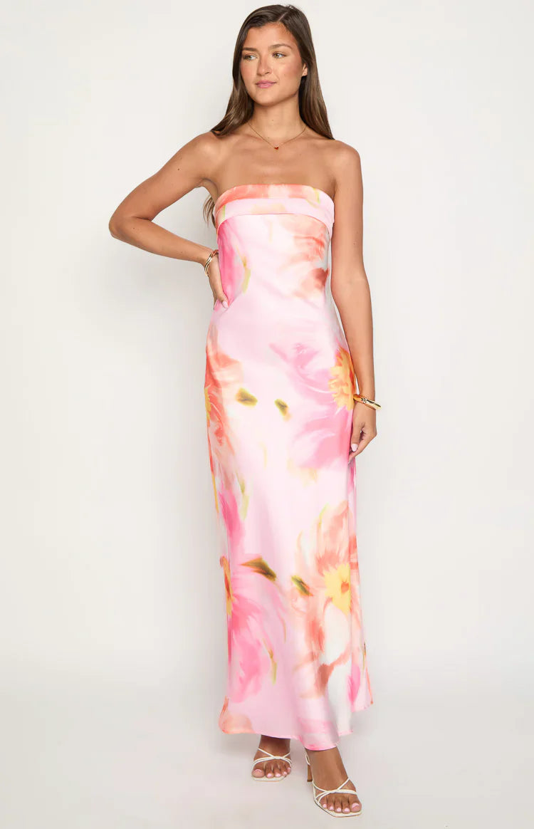 Maiah Floral Print Maxi Dress | Pink