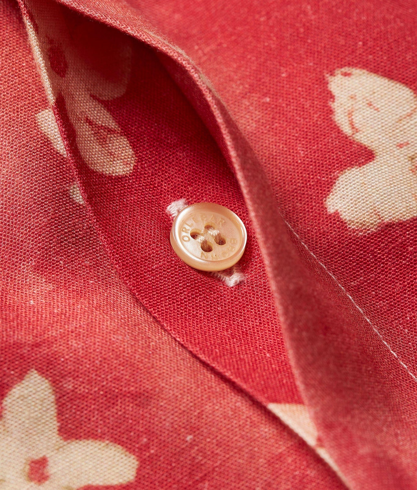 Maitan Budding Life Print Relaxed Fit Capri Collar Shirt | Cinnamon Summer Red
