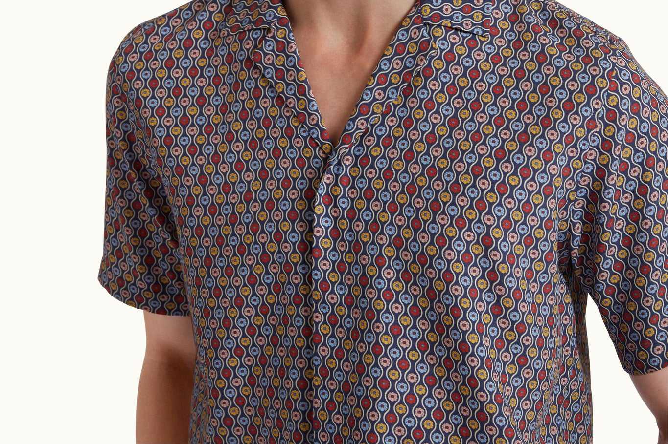 Maitan Whitsun Print Relaxed Fit Capri Collar Shirt | Midnight Navy