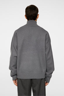Men | Bon Boiled Wool Quarter Zip | Lava Smoke