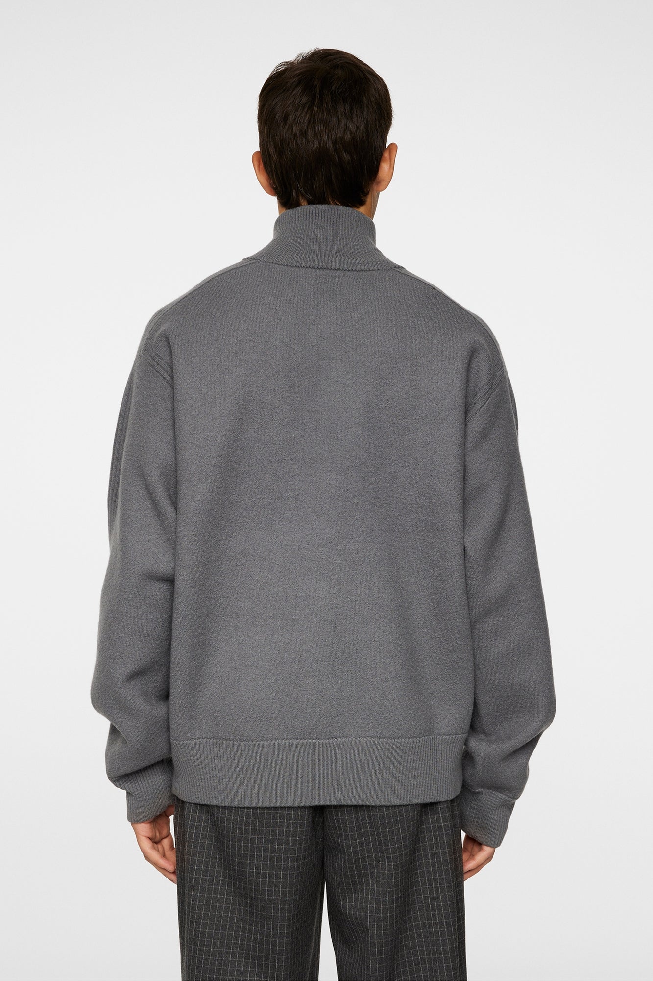 Men | Bon Boiled Wool Quarter Zip | Lava Smoke