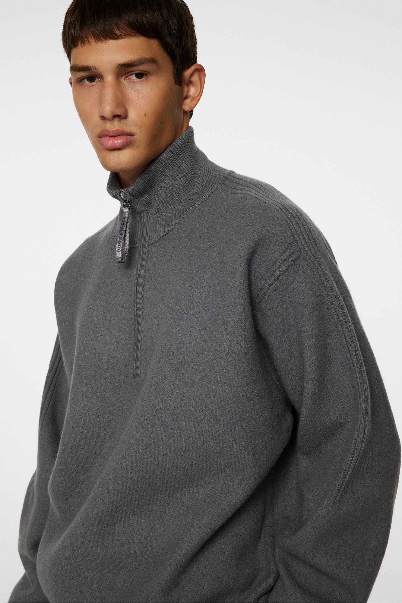 Men | Bon Boiled Wool Quarter Zip | Lava Smoke