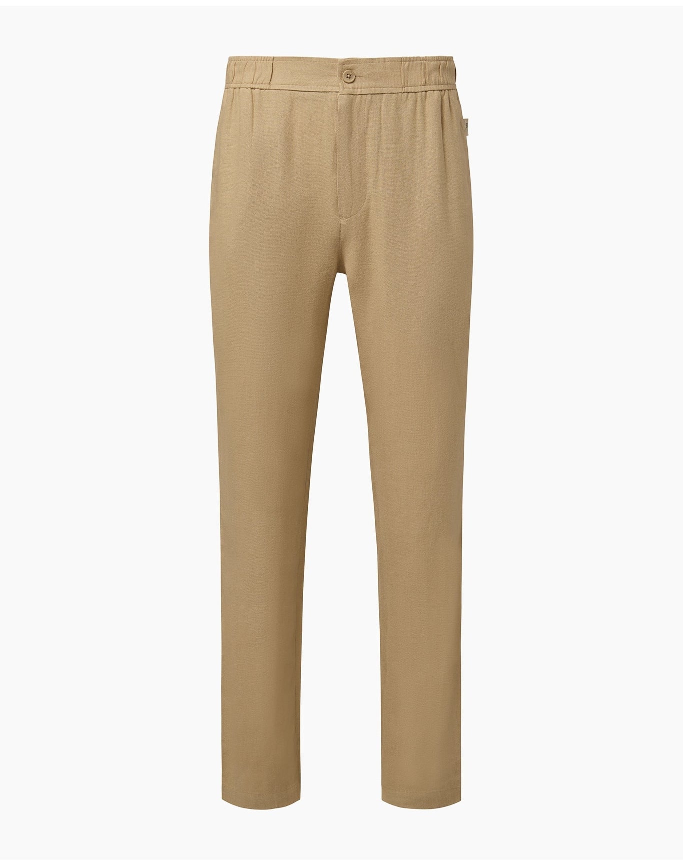 Men | Button Front Elastic Linen Pant | Sand