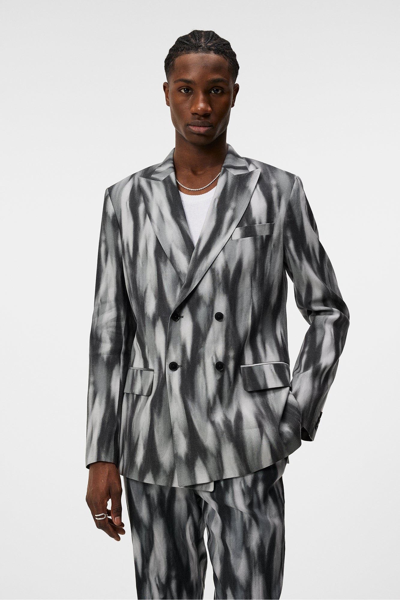 Men | Dorian Printed Linen Mix | Black