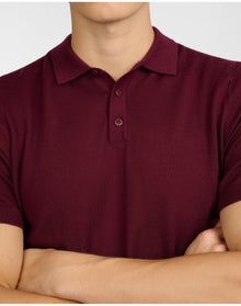 Men | Extra Fine Merino Wool Polo | Port Wine