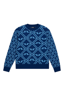 Men | Isaac Jacquard Knitted Sweater | Estate Blue Diamond