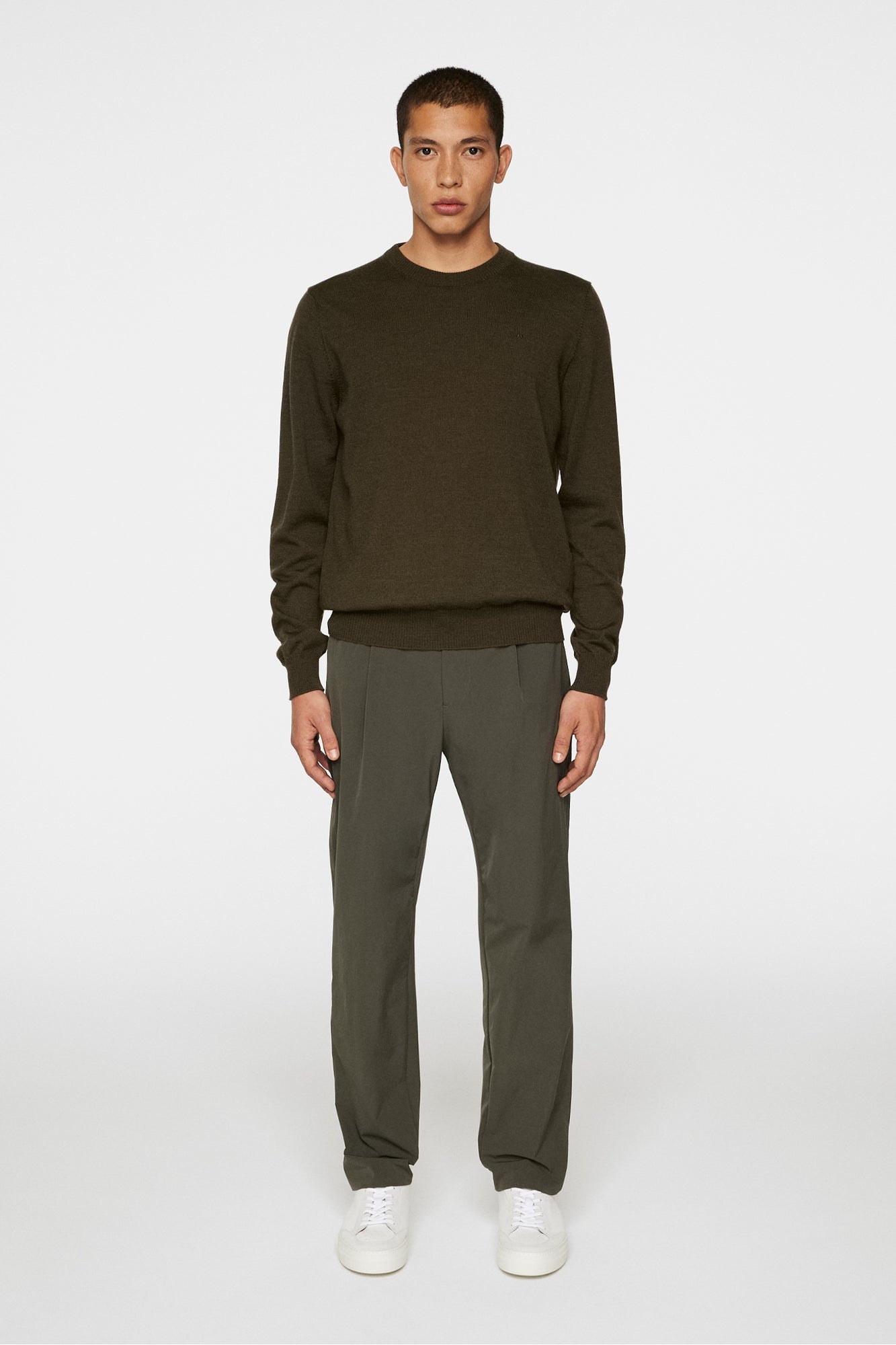 Men | Keane Merino Creneck Sweater | Forest Green