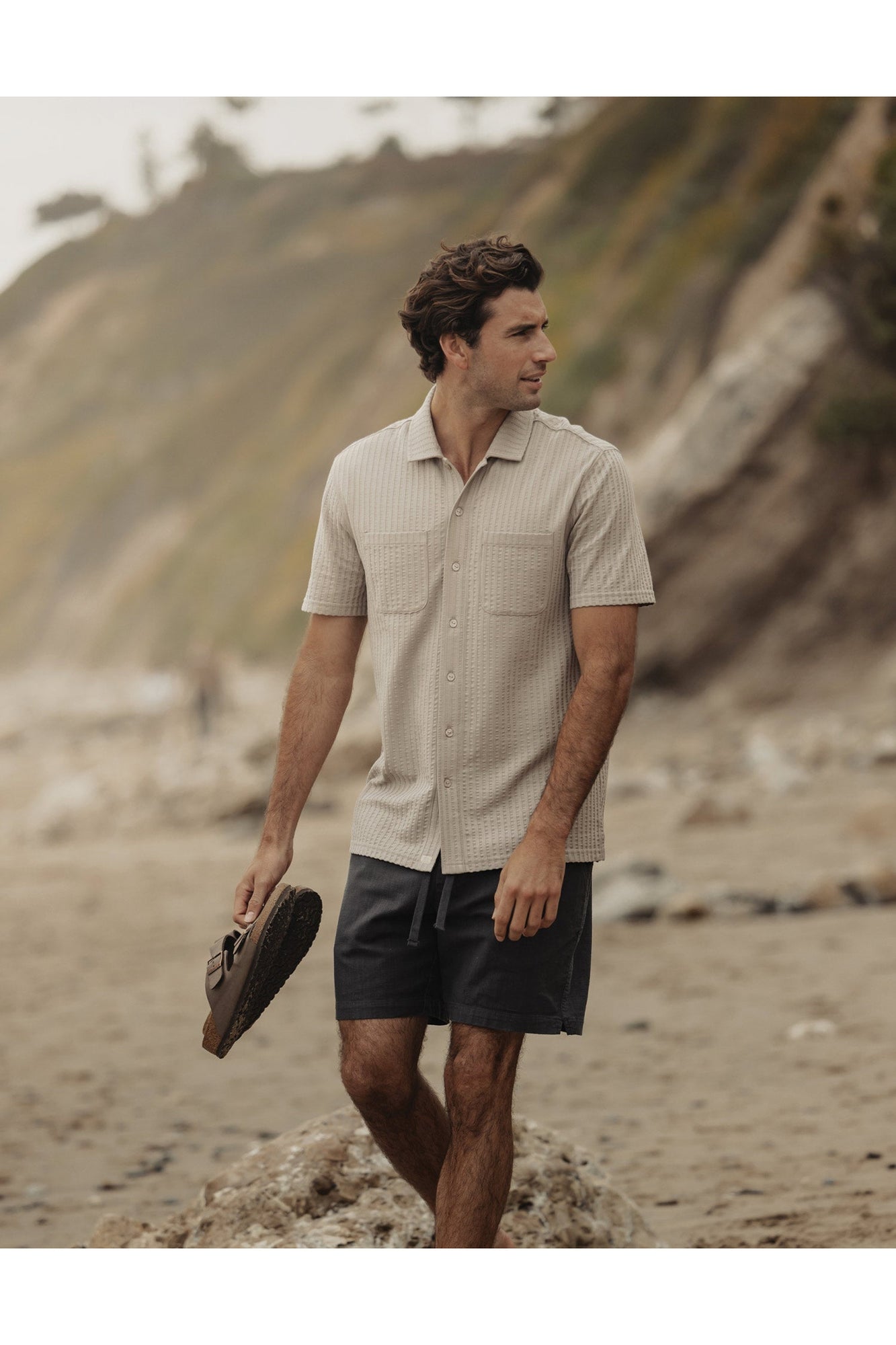 Men | Knit Getaway Button Up | Taupe