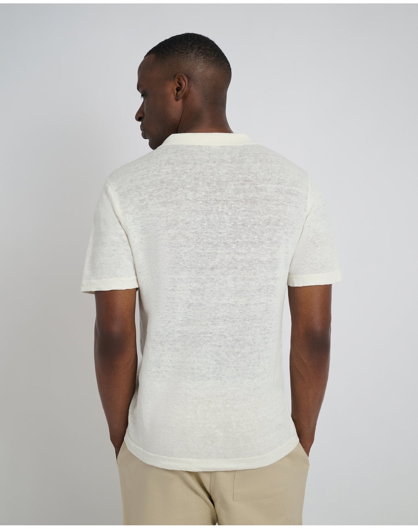 Men | Linen Sweater Polo | Egret