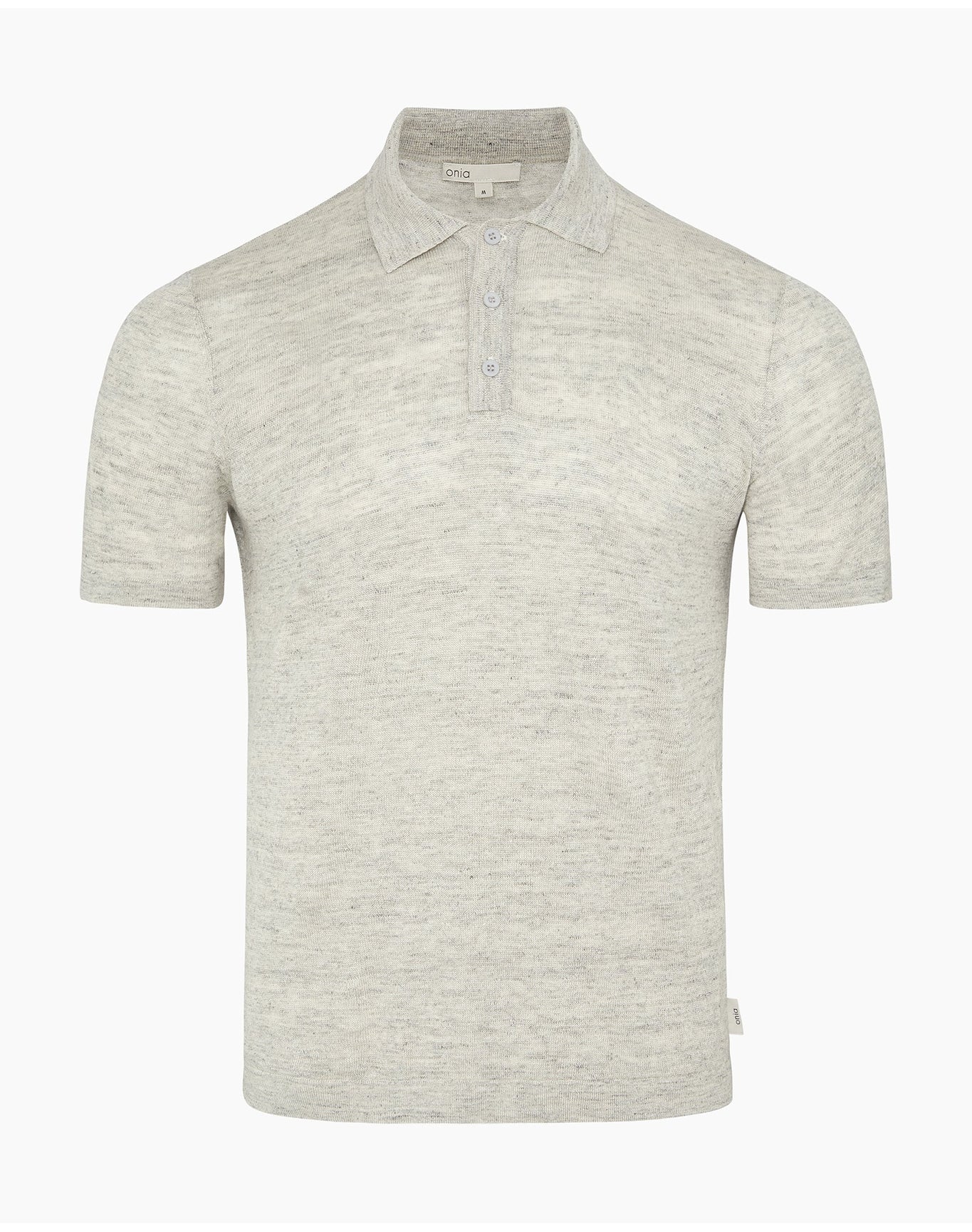 Men | Linen Sweater Polo | Light Grey Melange