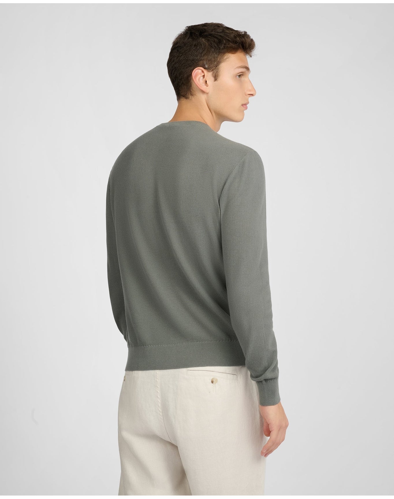 Men | Pique Crewneck Sweater | Agave