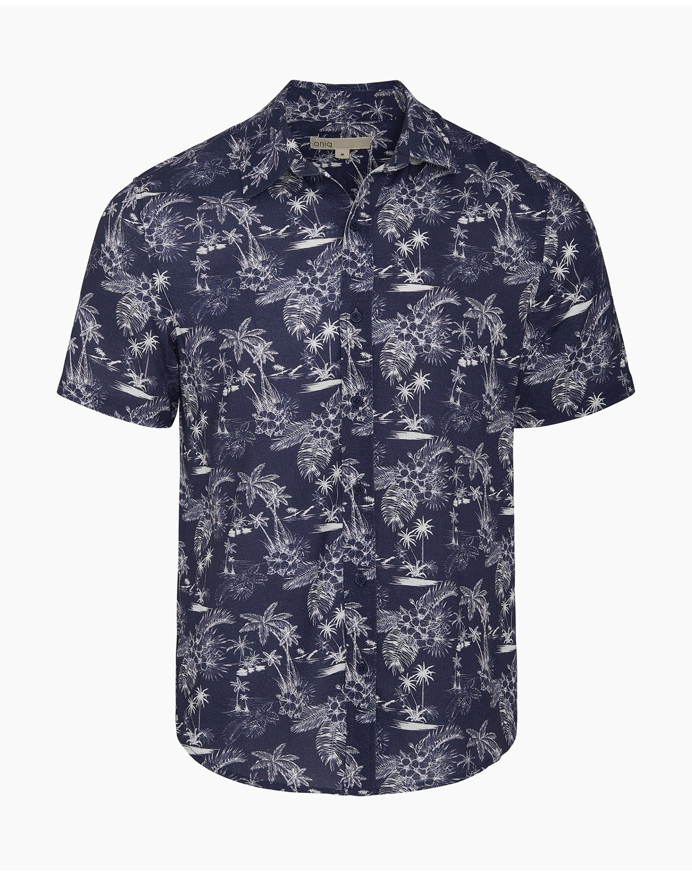 Men | Printed Linen Short Sleeve Shirt | Vintage Indigo