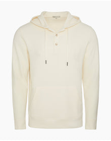 Men | Waffle Half Button Hoodie | Egret