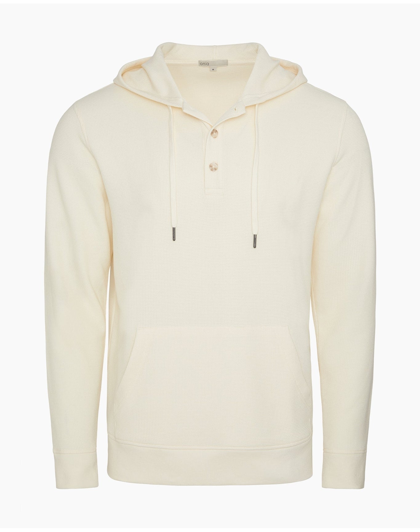 Men | Waffle Half Button Hoodie | Egret