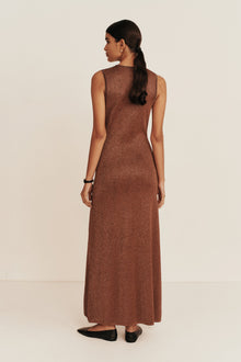 Metalica Knit Dress | Gold Caramello