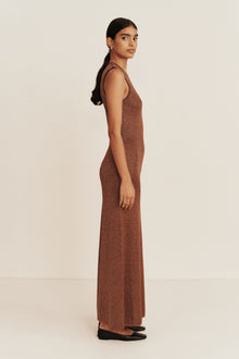 Metalica Knit Dress | Gold Caramello