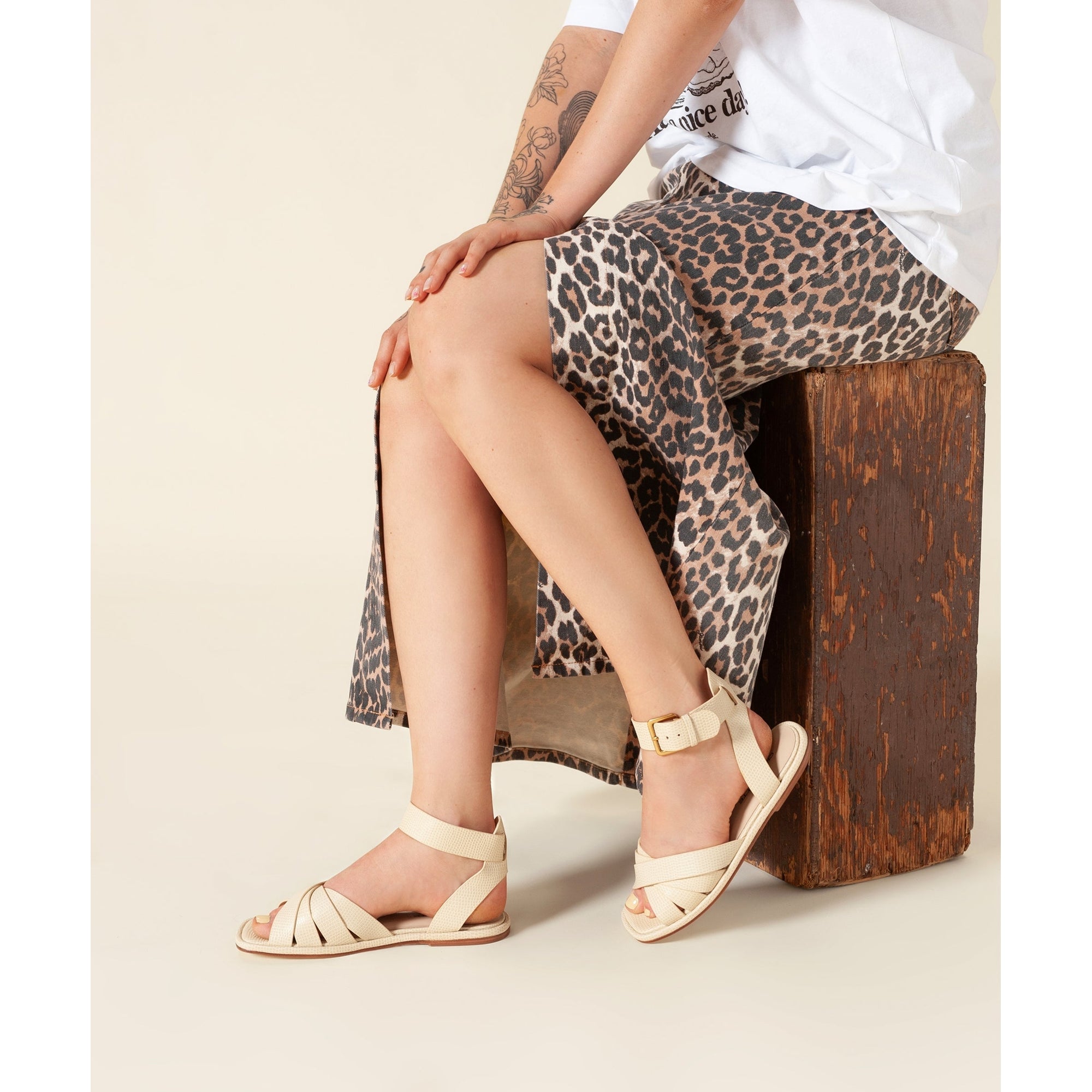 Milena Cute Summer Flat Sandal | Oat