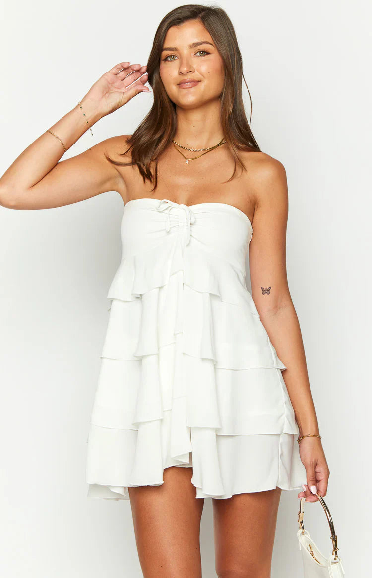 Miller Strapless Mini Dress | White