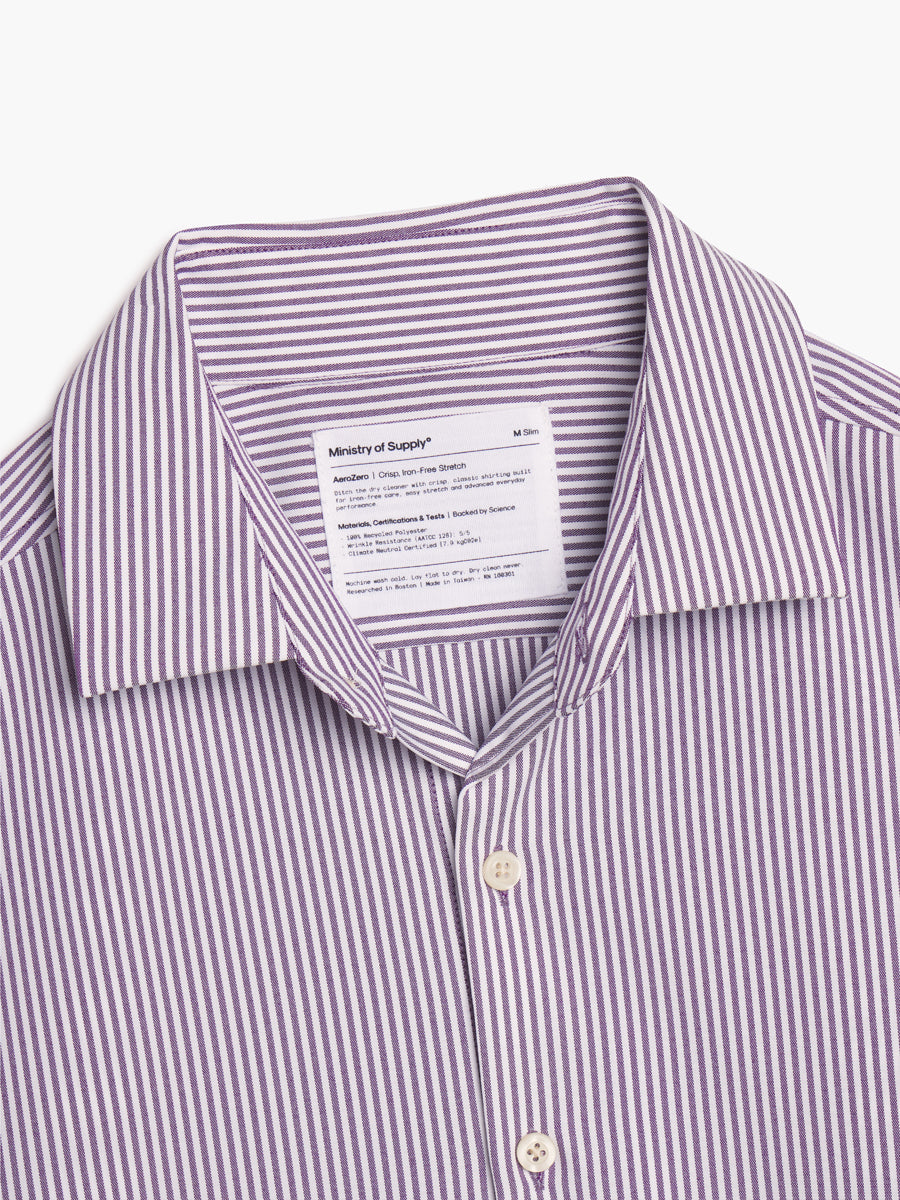 Mens | Aero Zero Dress Shirt | Burgundy Stripe