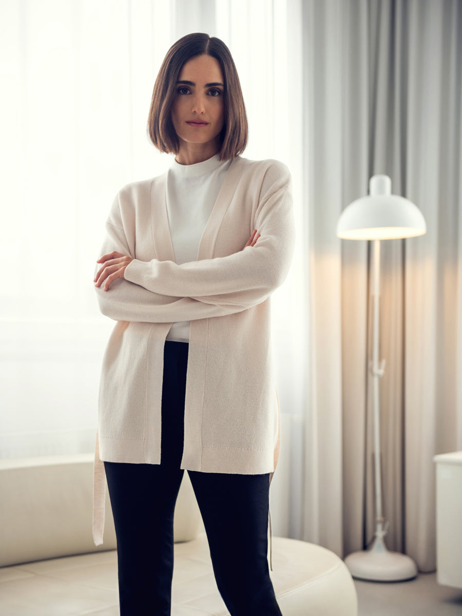 Womens | Atlas Merino Belted Cardigan | Ivory