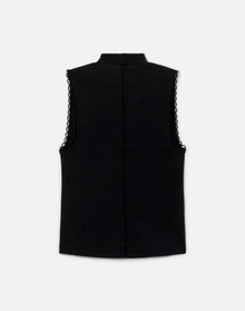 Womens | Mock Neck Scallop Tank | Black