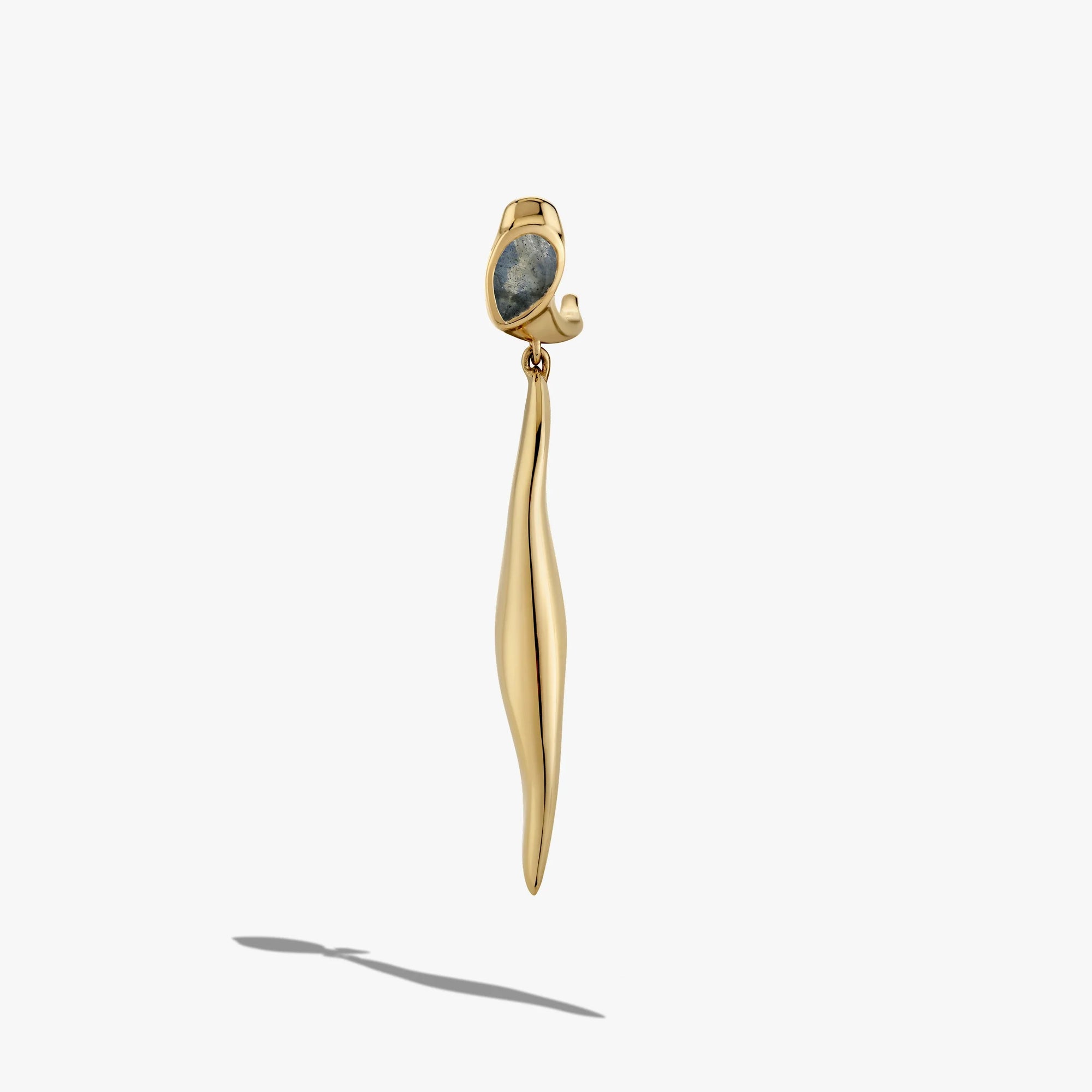 Awe Inspired Earrings 14K Gold Vermeil / Labradorite / Single Left [WIP] Molten Gemstone Drop Earrings
