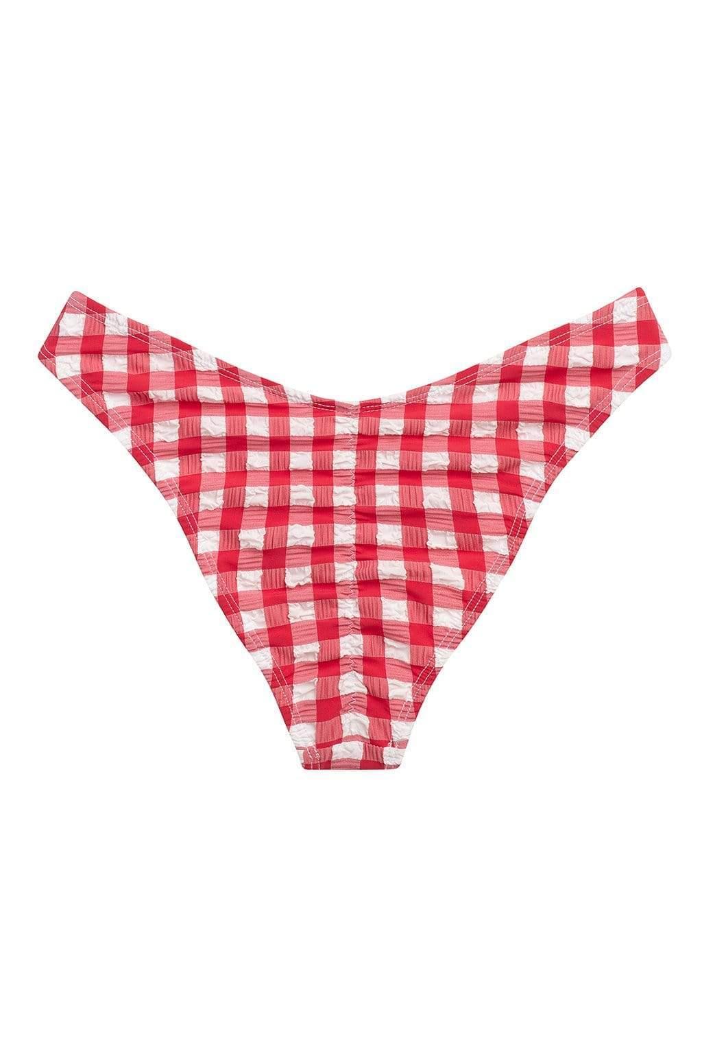 Lulu Zig Zag Stitch Bikini Bottom | Red Gingham