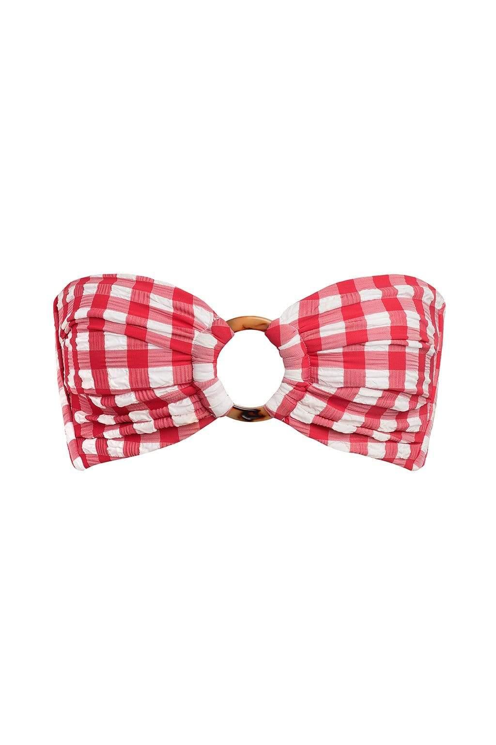 Tori Bandeau Bikini Top | Red Gingham