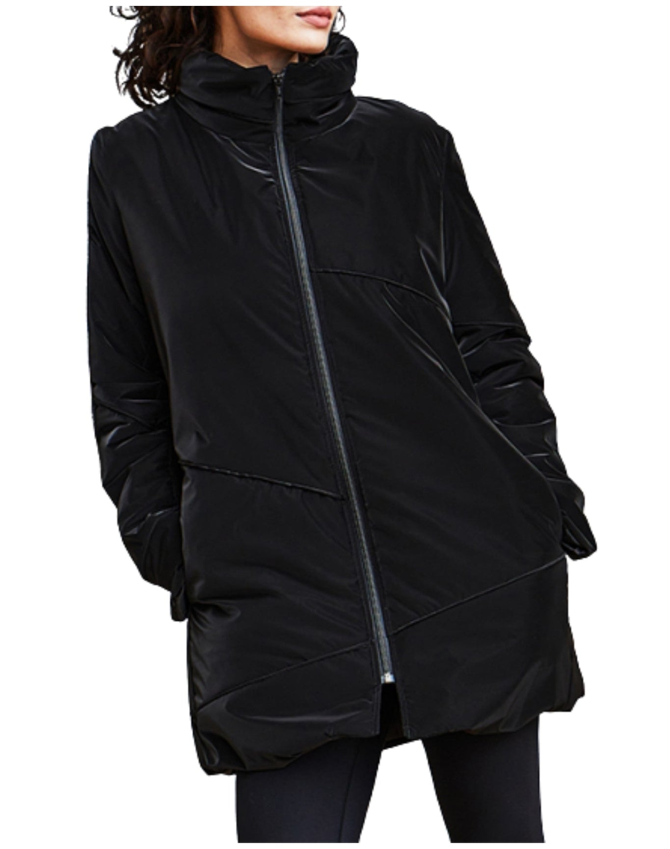 Mycra Pac | Women | Zip Front Lightweight Coat With Stitch Detailing | Black