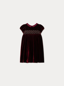 Girl | Blossom Silk Velvet Dress | Burgundy