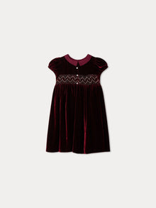 Girl | Blossom Silk Velvet Dress | Burgundy