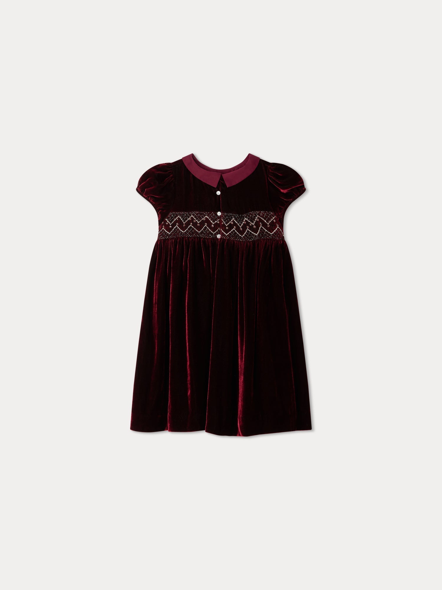 Girl | Blossom Silk Velvet Dress | Burgundy