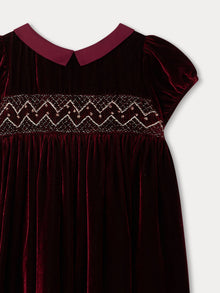 Girl | Blossom Silk Velvet Dress | Burgundy
