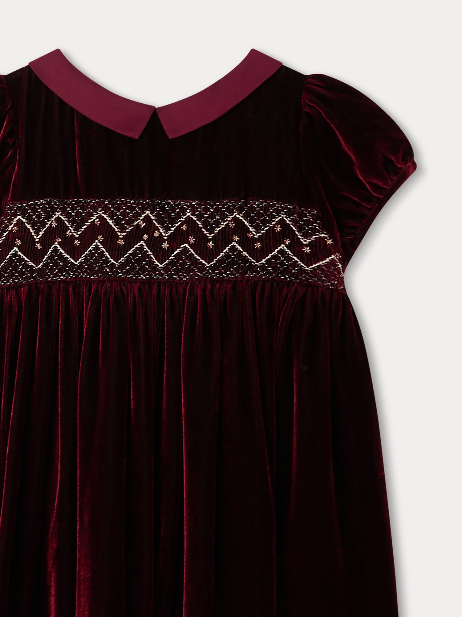 Girl | Blossom Silk Velvet Dress | Burgundy