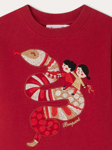 Unisex | Tonino Sweatshirt With Snake Embroidery | Red