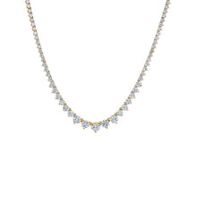 Lab Grown Diamond Graduated 10CT 3 Prongs Tennis Necklace 14K - 17in | 14K Gold