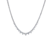 Lab Grown Diamond Graduated 7CT 3 Prongs Tennis Necklace 14K - 17in | 14K White Gold